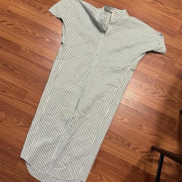 Zero + Maria Cornejo Aissa Long Green Stripe Dress Size 6